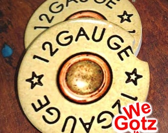Set Of 2 Shotgun Shell Car Coasters - 12 Gauge Neoprene, Hunting & 2nd Amendment Themed
