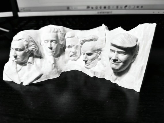 Mount Rushmore TrumpMore MAGA  6" Smiling President Donald Trump 3D Printed. Choose from White, silver, gold or stone finish.