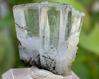 Sky Blue Aquamarine Crystal with Tourmaline From Skardu Pakistan- 7.7 Gram