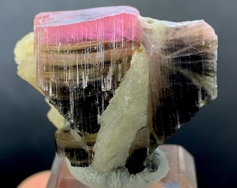 Open Pink Cap Tourmaline Crystal, Bi-Color Mineral Specimen From Afghanistan (21 Gram)
