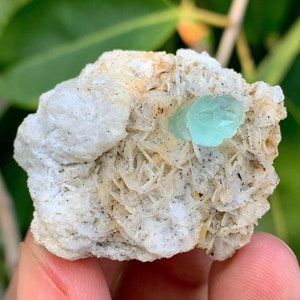 Muestra de cristal de fluorita con albita, cristal de fluorita verde, hermosa fluorita, fluorita de Skardu, Pakistán - 30 g, muestra de fluorita
