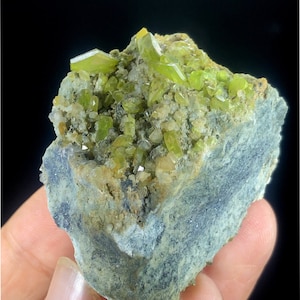 Lush Green Sphene Cluster: Natural Terminated Crystal from Skardu Pakistan (63 Gm)