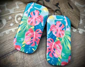 Colgantes de hojas tropicales para pendientes, cuentas de cerámica con forma de hoja para la fabricación de pendientes, elementos de diseño, colgantes de cuentas hechos a mano para joyería y artesanía.