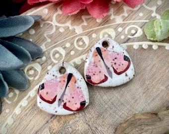 Butterfly ceramic earring charms, moth beads pendant for making jewelry and crafts. DIY jewelry