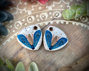 Butterfly ceramic earring charms, moth beads pendant for making jewelry and crafts. DIY jewelry