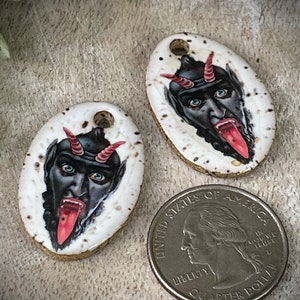 Krampus earring charms, ceramic face charms, mythical creature beads image 5