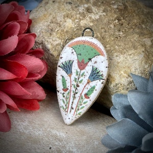 Ceramic pendant charms, flower pendants jewelry findings, design elements, handmade beads pendants charms. Bohemian boho,