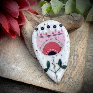 Ceramic pendant charms, flower pendants jewelry findings, design elements, handmade beads pendants charms. Bohemian boho,