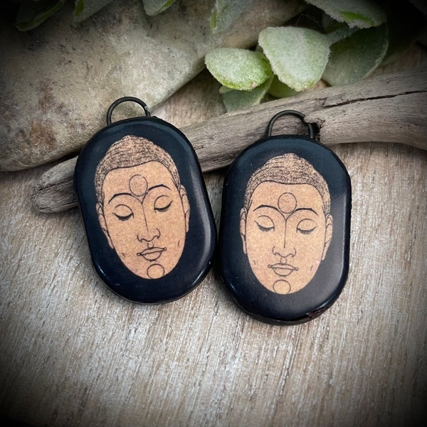 Buddha Earring charms pendants, vintage Buddha ceramic charms, enamel charms,