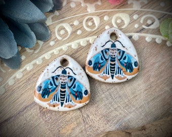 Butterfly ceramic earring charms, moth beads pendant for making jewelry and crafts. DIY jewelry