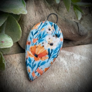 Floral pendant charm , Flower ceramic pendants jewelry findings, design elements, handmade beads pendants charms.