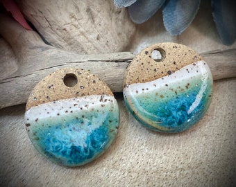 Ceramic earring charms, ceramic beads for earring findings, design elements, handmade beads pendants charms. Bohemian boho,