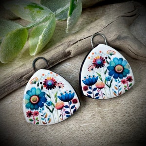 Ceramic flower earring charms, ceramic beads for earring findings, design elements, handmade beads pendants charms. Bohemian boho,