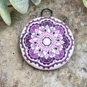 Mandala pendant charms, mandala vintage design pendant, jewelry making supplies, ceramic pendant bead necklace,
