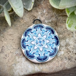 Mandala pendant charms, mandala vintage design pendant, jewelry making supplies, ceramic pendant bead necklace,