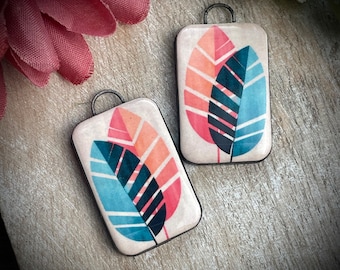 Colgantes de hojas coloridas para pendientes, cuentas de cerámica en forma de hoja para fornituras de pendientes, elementos de diseño, colgantes de cuentas hechos a mano para joyería y artesanía.
