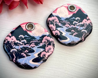 Pendientes de cerámica con paisajes hechos a mano: colgantes bohemios