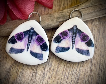 Butterfly ceramic earring charms, moth beads pendant for making jewelry and crafts. DIY jewelry