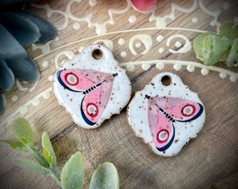 Butterfly ceramic earring charms, moth beads pendant for making jewelry and crafts. DIY jewelry