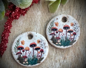 Mushrooms beads charms, magic mushroom earring charm findings, mushroom pendant, ceramic mushroom, ceramic beads pendant charms
