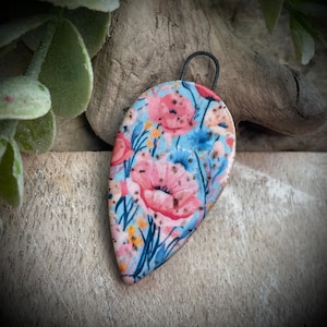 Floral pendant charm , Flower ceramic pendants jewelry findings, design elements, handmade beads pendants charms.