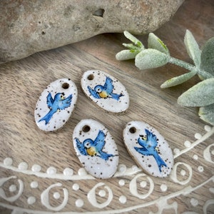 Bird earring charms for jewelry making ceramic bird beads earring findings, handmade beads pendants and charms.