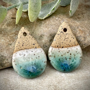 Ceramic earring charms, ceramic beads for earring findings, design elements, handmade beads pendants charms. Bohemian boho,