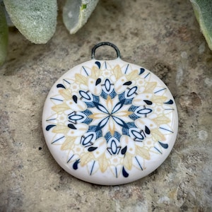 Mandala pendant charms, mandala vintage design pendant, jewelry making supplies, ceramic pendant bead necklace,