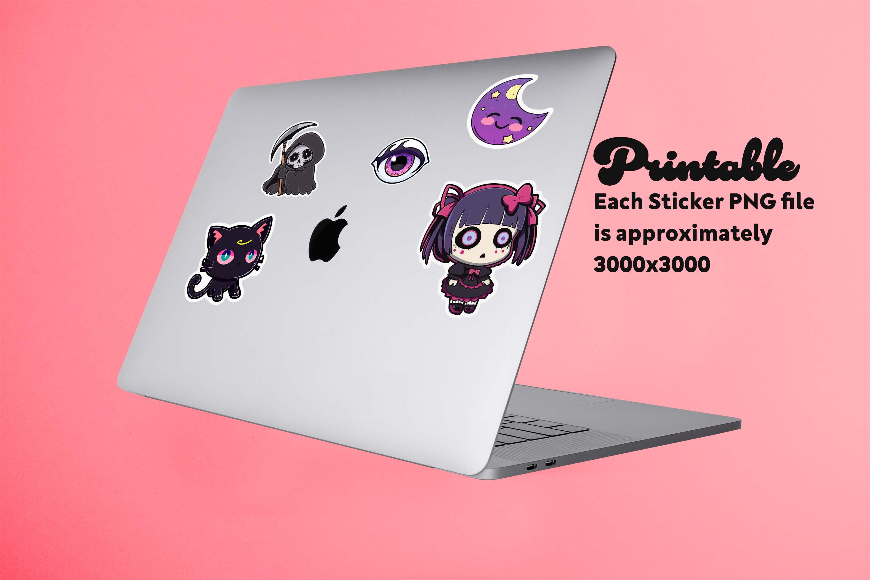 Kawaii Goth Digital Sticker Pack Cute Planner Stickers Dark Soul Dark