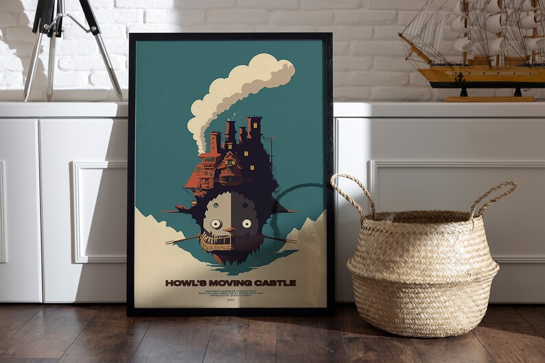 Howl's Moving Castle Minimalist Ghibli Poster, Studio Ghibli Art Print