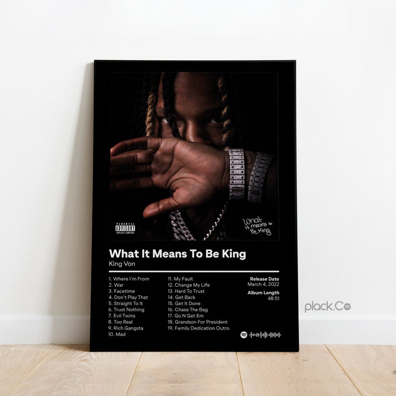 Buy King Von What It Means to Be King Custom Album Poster Online in