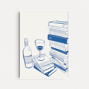 Feministische boekenclubposter, feministische boeken Art Print, feministische kunst, cadeau voor haar, boekenwurmcadeaus, boekenwurmposter, wijnposter