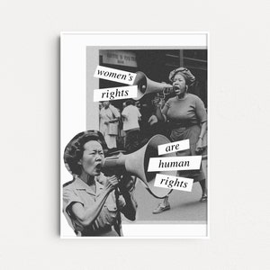 Women&#39;s Rights Are Human Rights Art Print, Feminist Poster, Activist Art, Equality Poster, Feminist Art, Poster Feminism, Grl Pwr Poster
