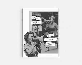 Los derechos de las mujeres son derechos humanos impresión de arte, cartel feminista, arte activista, cartel de igualdad, arte feminista, cartel feminismo, cartel grl pwr