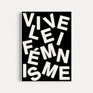 Vive le Féminisme Art Print, Feminist Poster, Feminism Wall Art, Equality Poster, Aesthetic Art Print, Feminist Gifts, Gift For Her, Grl Pwr