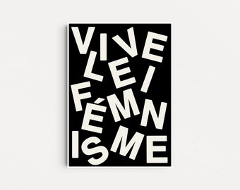 Impresión de arte Vive le Féminisme, cartel feminista, arte de pared de feminismo, cartel de igualdad, impresión de arte estético, regalos feministas, regalo para ella, Grl Pwr