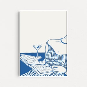 Boekenclubposter, leesposter, feministische poster, feministische kunst, cadeau voor haar, boekenwurmcadeaus, boekenwurmposter, cocktailposter, cocktailposter, lezerscadeau