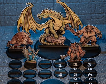 Set of 24 - Paper Miniature Bases for Dungeons and Dragons, D&D, Warhammer 40K, OnePageRules and other War Gaming and Table Top Games.