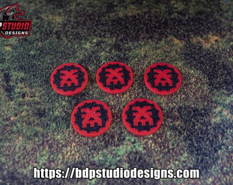 Red Chaos Gaming Tokens - Tabletop Wargaming and other games.