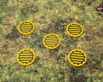 Caution Gaming Tokens - OnePageRules and other Tabletop Games