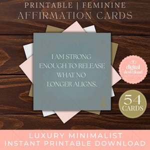 Cartes de vœux I AM de luxe à imprimer – Cartes d'amour de soi, d'abondance, de soins personnels, de guérison et de confiance en soi | Soutien quotidien minimaliste pour l'état d'esprit