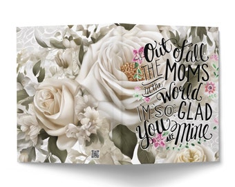 Floral Hardcover Journal Out of all the Moms Quote, Elegant Writing Notebook, Mother's Day Gift Idea, Blank Lined Diary