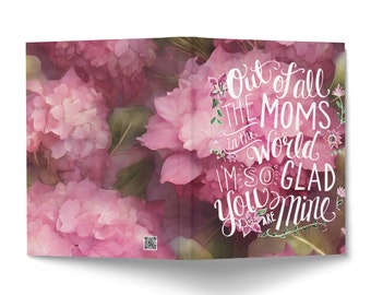 Floral Hardcover Journal, Mother's Day Gift, Pink Hydrangea Mom Quote Diary, Unique Writing Notebook, Special Mom Appreciation Present