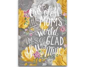 Floral Hardcover Journal for Moms, Yellow Roses and Inspirational Quote, Elegant Writing Notebook Gift