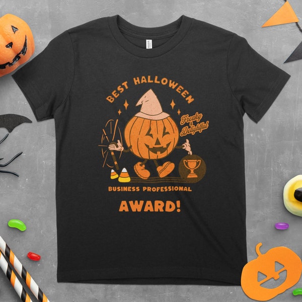 Business Professional Halloween Award T-Shirt, lustiges Halloween Shirt, Frauen Halloween Shirt, schwarze Katze Shirt, Kürbis Gesicht Shirt