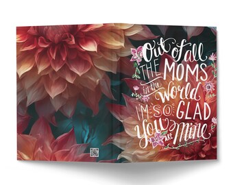 Floral Hardcover Journal Out of all the MOMS Mother's Day Gift, Unique Writing Notebook, Lined Paper Diary