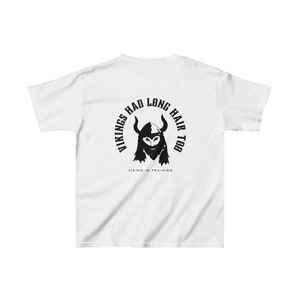 Kids Heavy Cotton Tee for Boys with Long Hair (Vikings Had Long Hair Too)