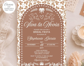 Viva la Novia Bridal Shower Invitation, Editable Mexican Fiesta Canva Template