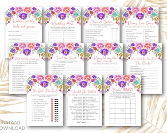 Mexican Fiesta Bridal Shower Games: 11 Game Package (Instant Download)