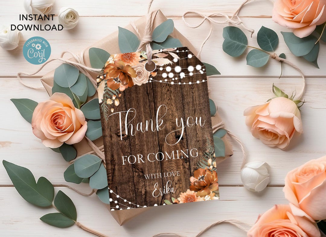 Editable Rustic Thank You Tags 2.5"x3.5" | All Text is Editable ...
